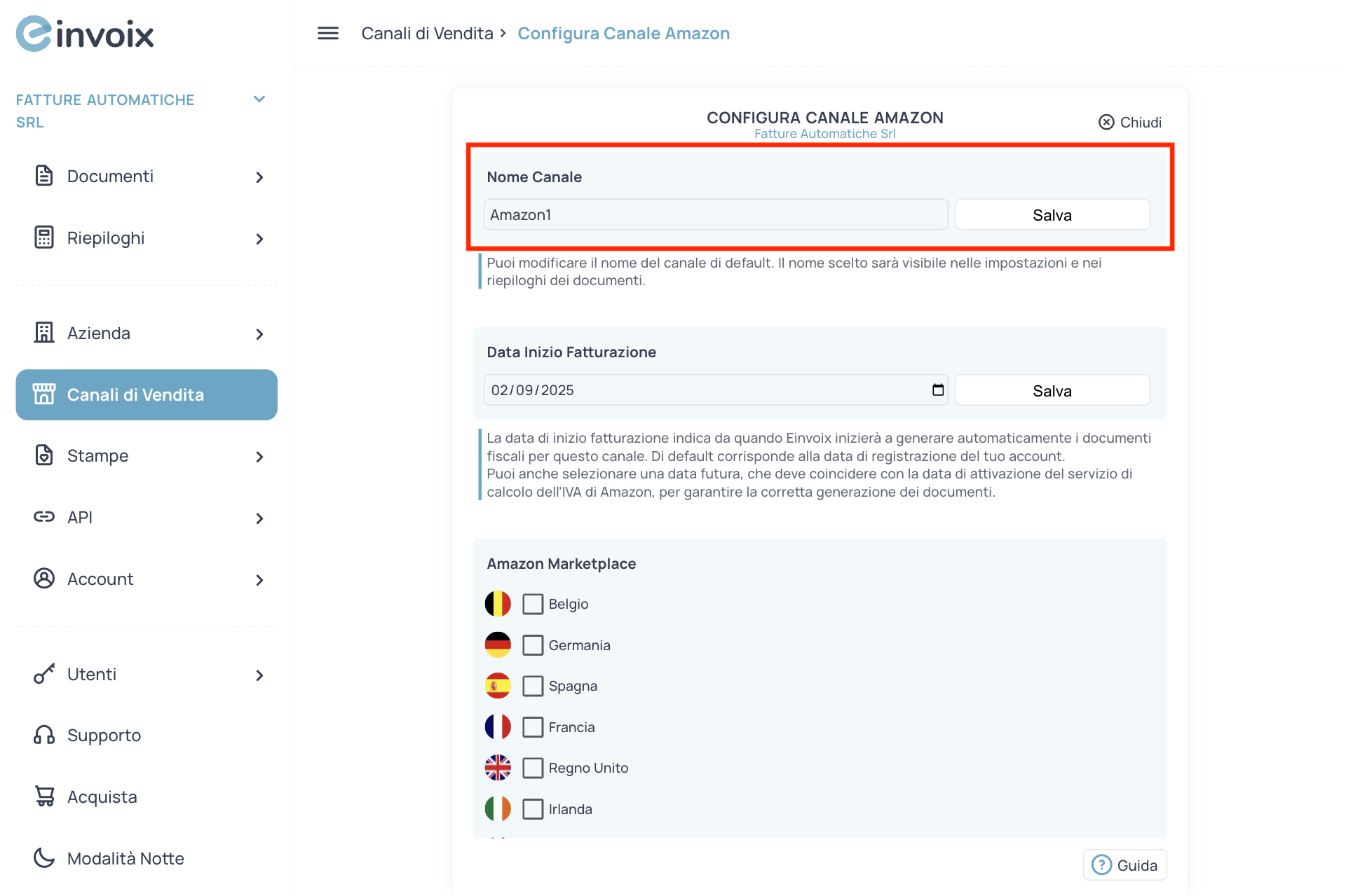 Guida Einvoix | Nome Canale Amazon