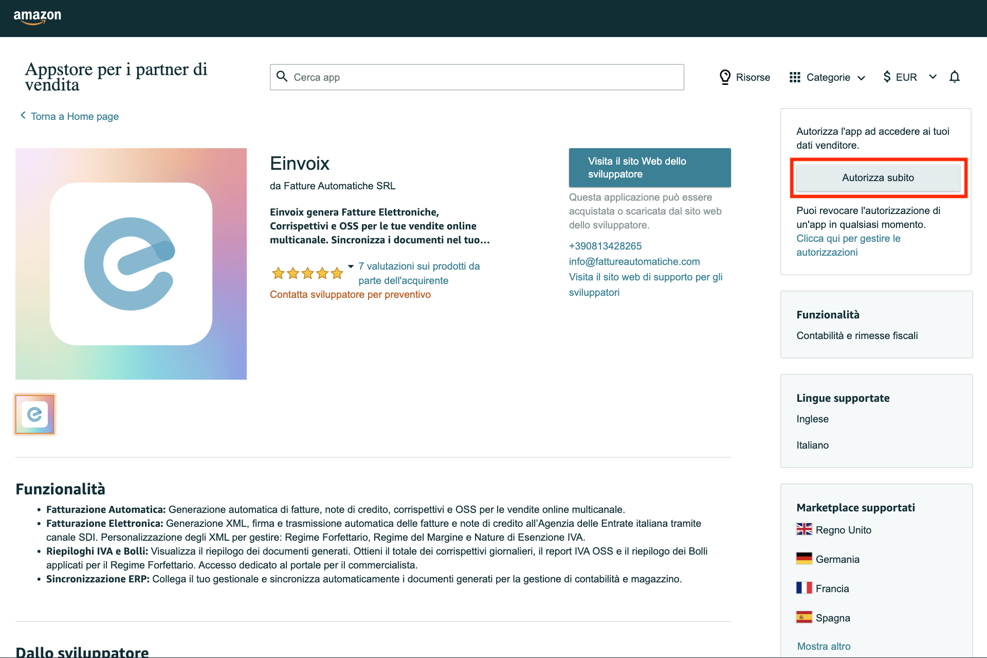 Guida Einvoix | Autorizza Subito Amazon