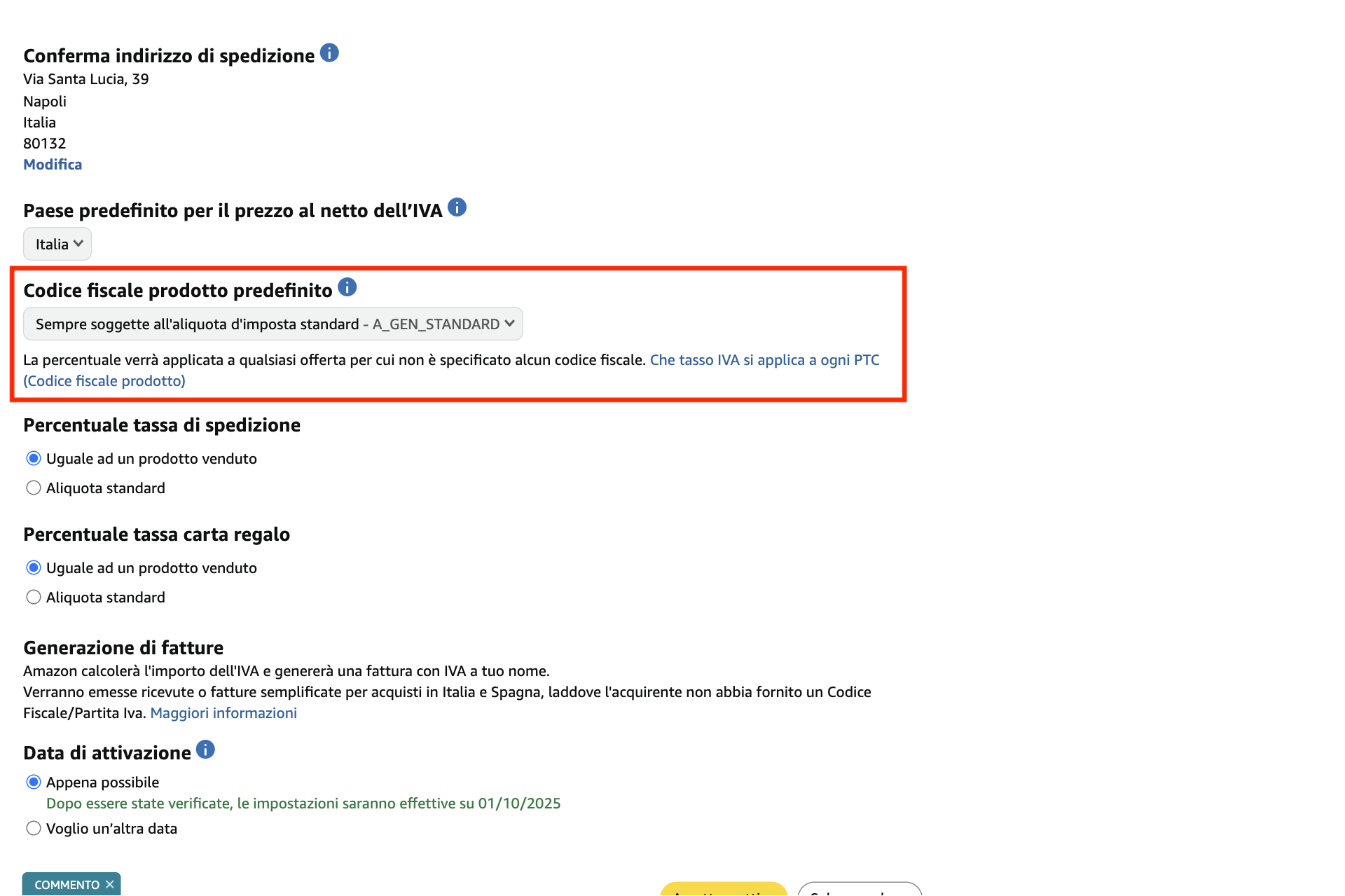 Guida Einvoix | Codice fiscale prodotto Amazon