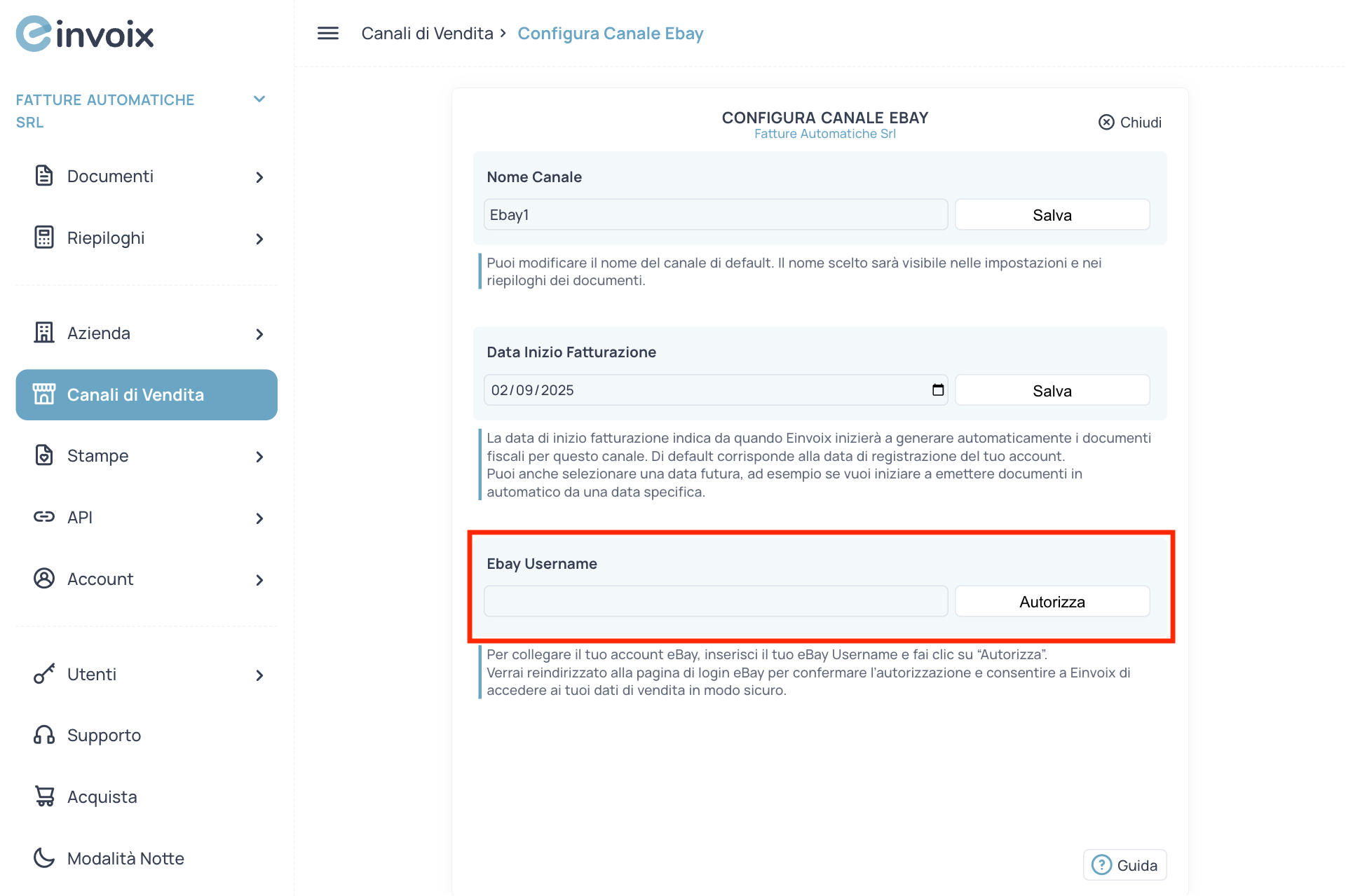 Guida Einvoix | Autorizzazione eBay
