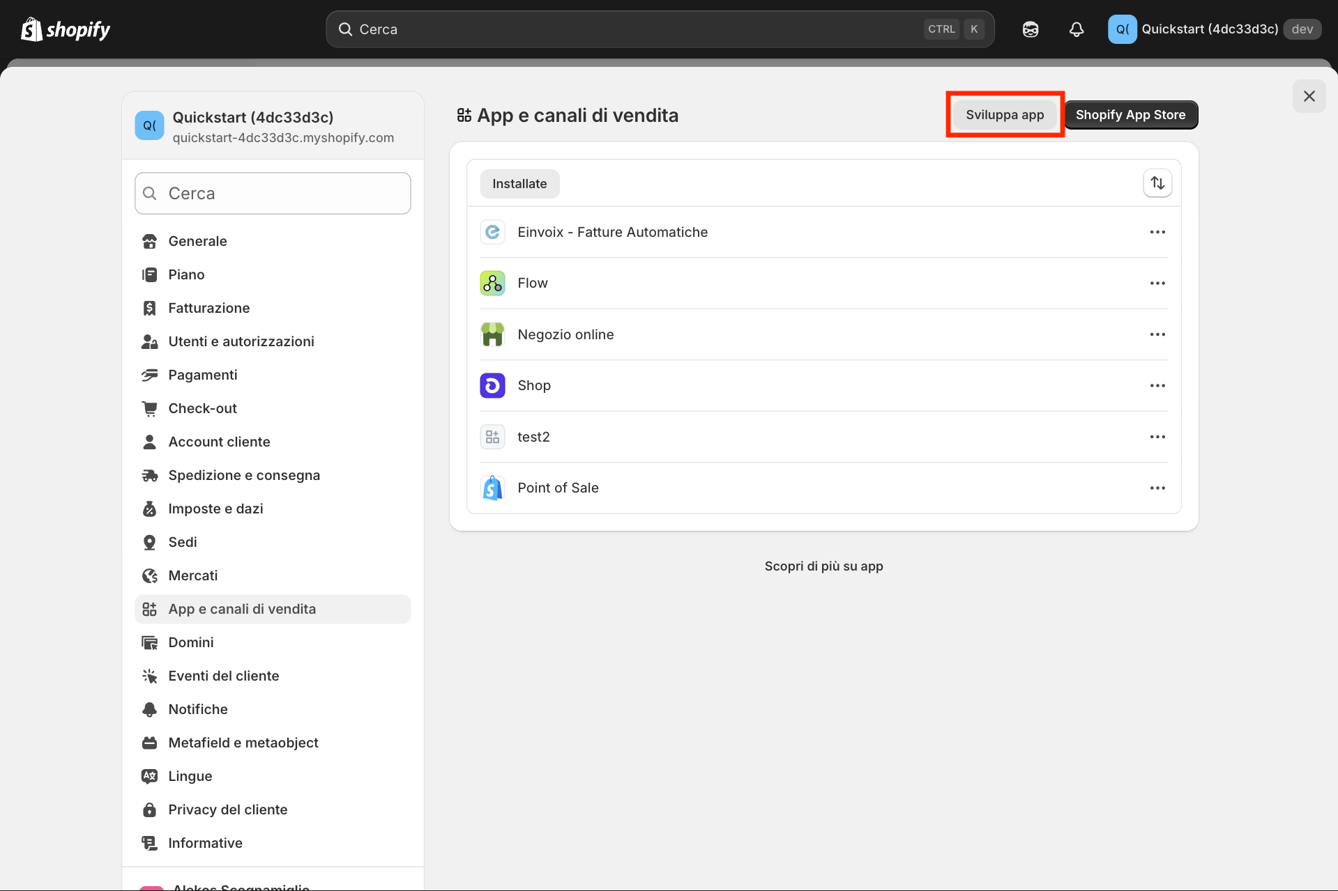 Guida Einvoix | App e canali di vendita Shopify