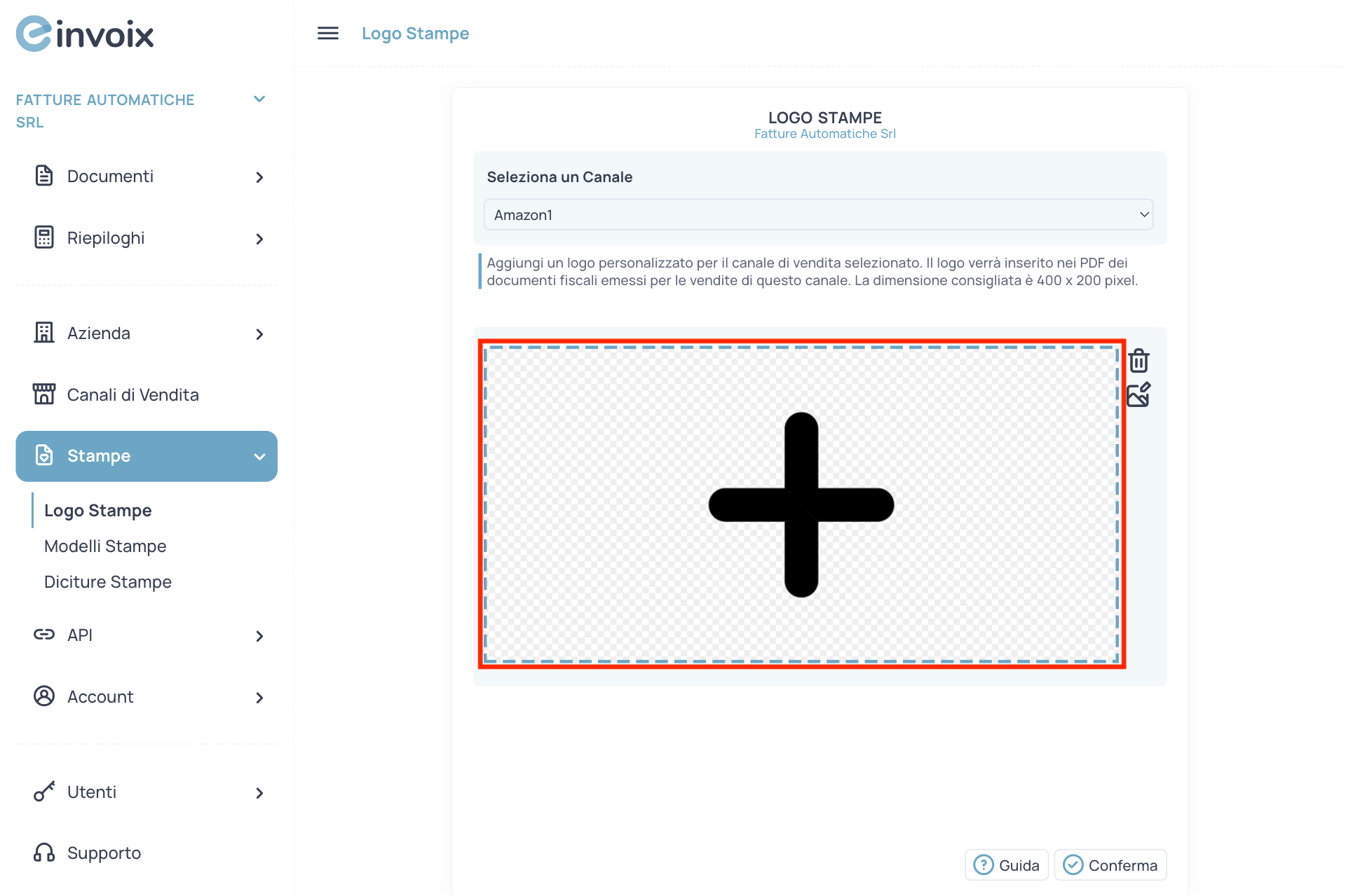 Guida Einvoix | Aggiungi Logo Stampe