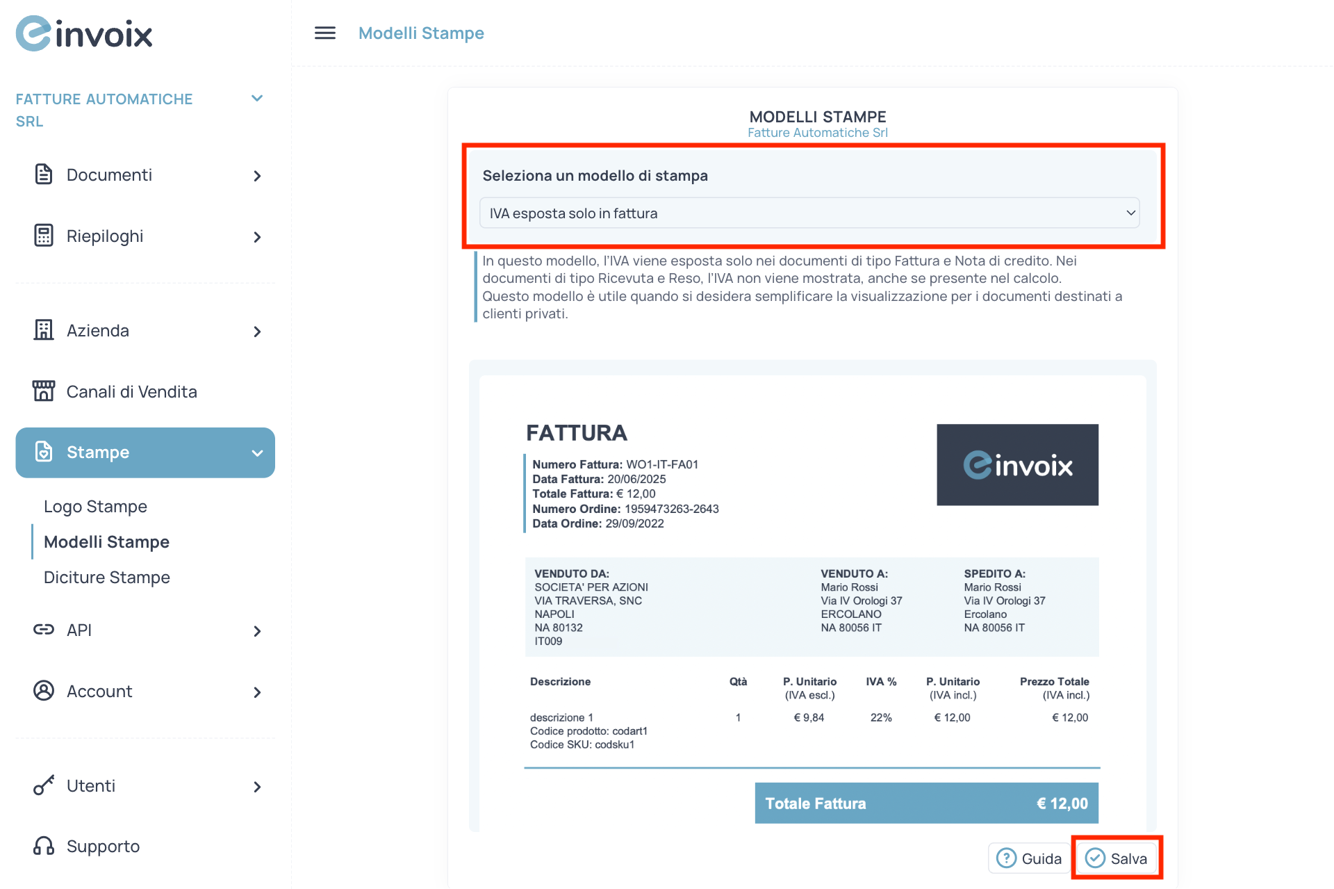 Guida Einvoix | IVA esposta solo in fattura