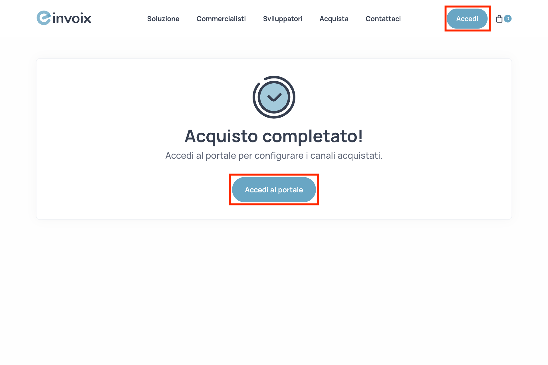 Guida Einvoix | Acquisto completato