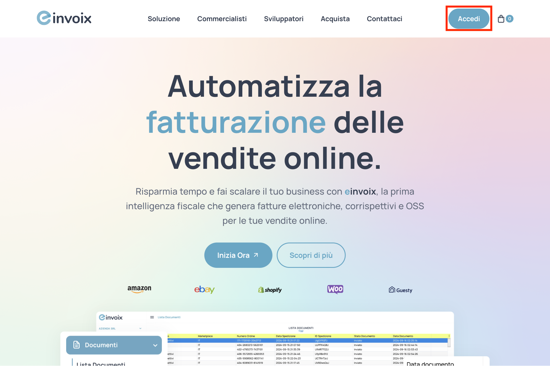 Guida Einvoix | Accedi al Portale