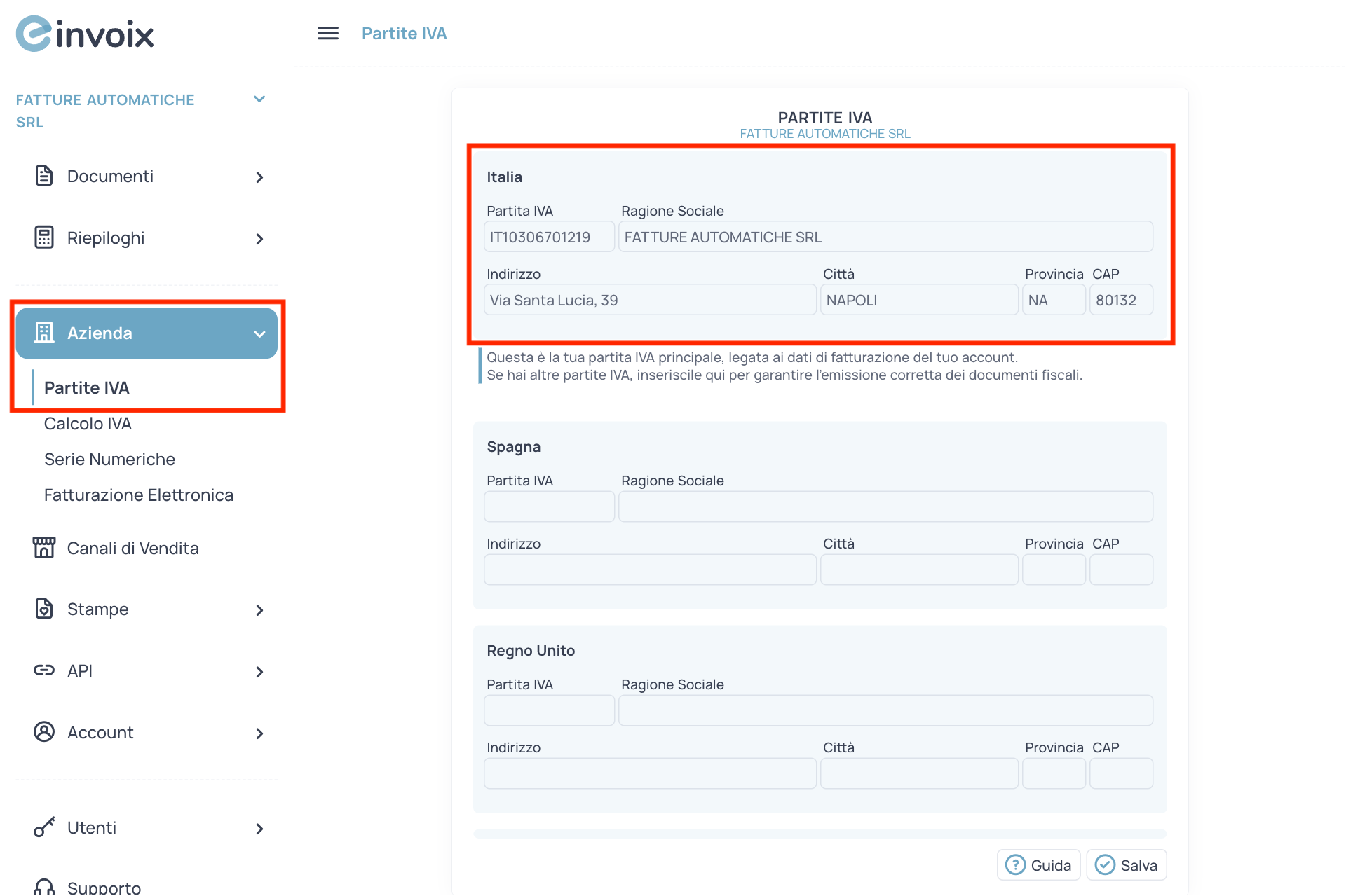 Guida Einvoix | Partita IVA Italiana